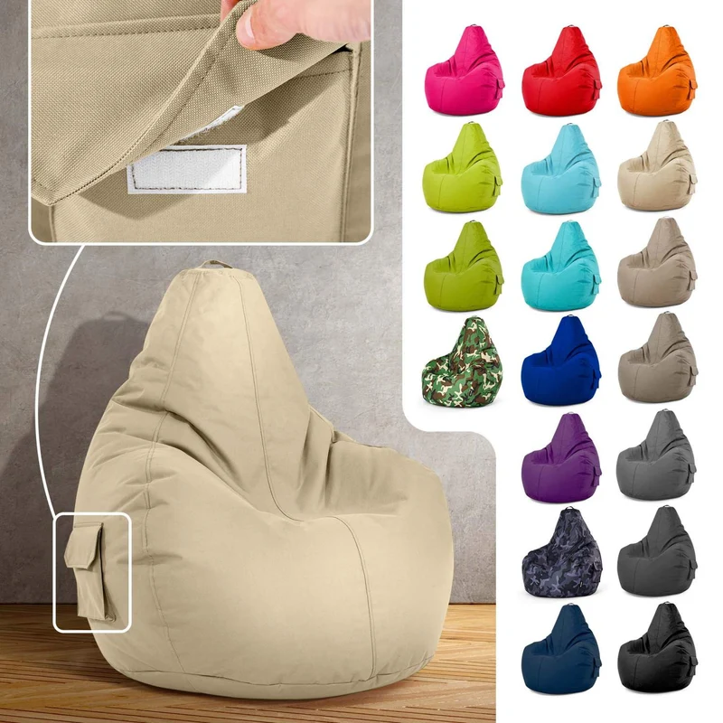 Gaming Sitzsack mit Rückenlehne & separater Tasche