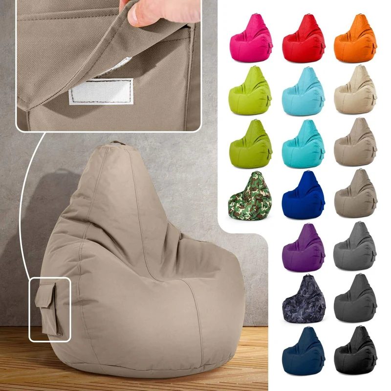 Gaming Sitzsack mit Rückenlehne & separater Tasche