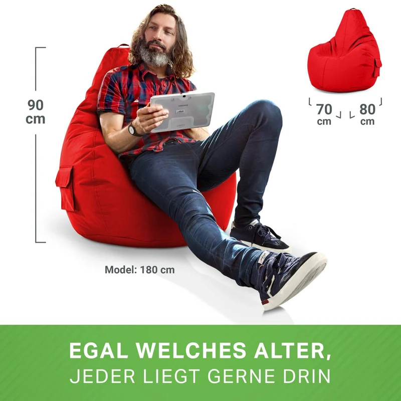 Gaming Sitzsack mit Rückenlehne & separater Tasche