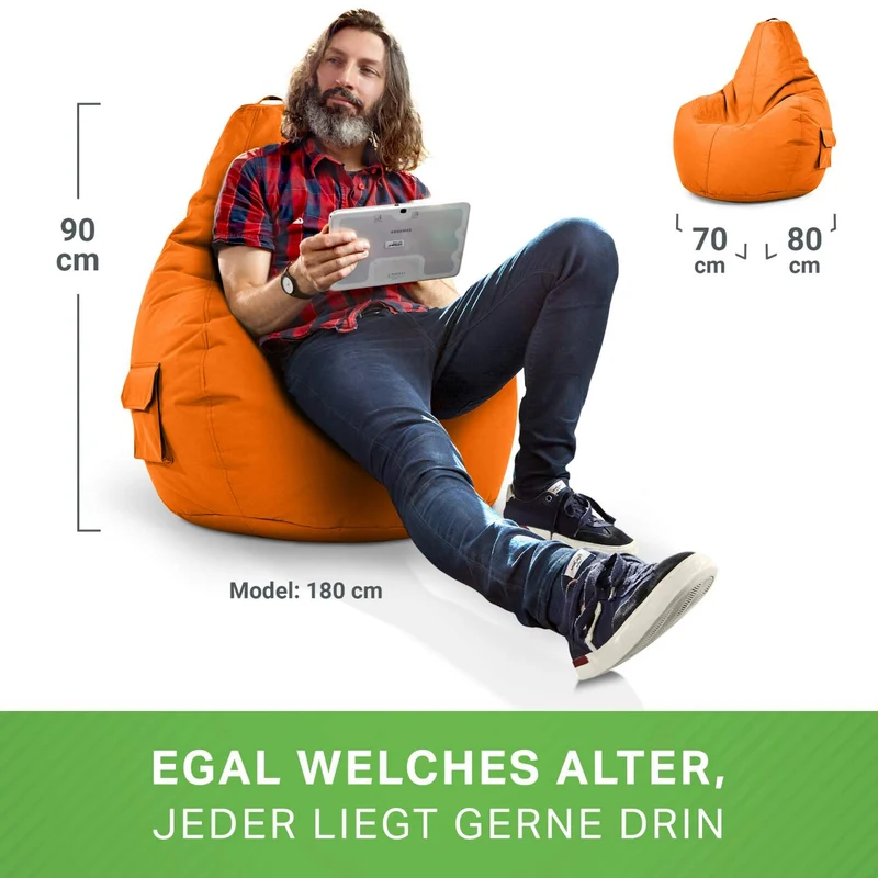 Gaming Sitzsack mit Rückenlehne & separater Tasche