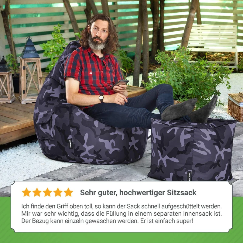 Gaming Sitzsack mit Rückenlehne & separater Tasche
