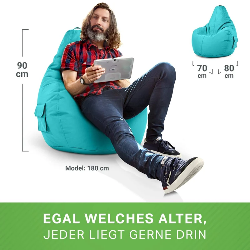Gaming Sitzsack mit Rückenlehne & separater Tasche
