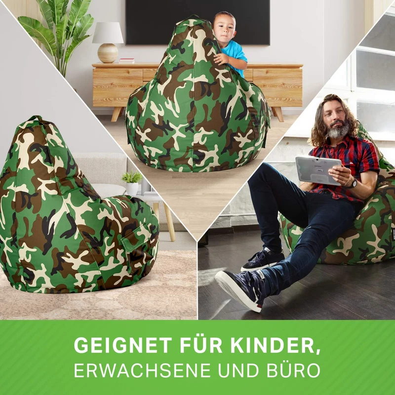Gaming Sitzsack mit Rückenlehne & separater Tasche