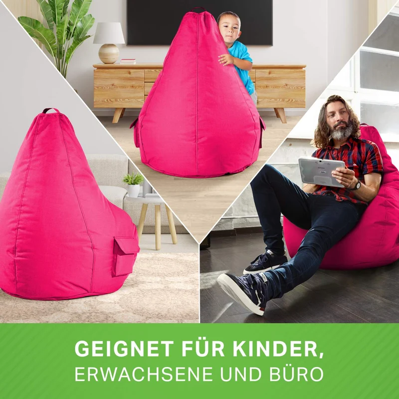 Gaming Sitzsack mit Rückenlehne & separater Tasche