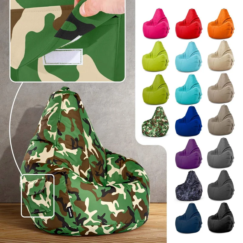 Gaming Sitzsack mit Rückenlehne & separater Tasche