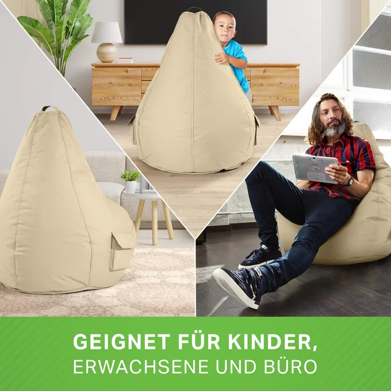 Gaming Sitzsack mit Rückenlehne & separater Tasche