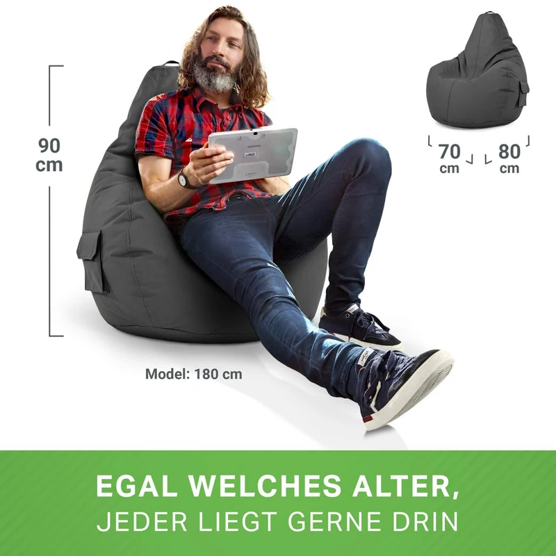 Gaming Sitzsack mit Rückenlehne & separater Tasche
