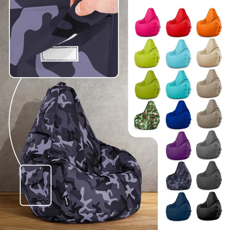 Gaming Sitzsack mit Rückenlehne & separater Tasche