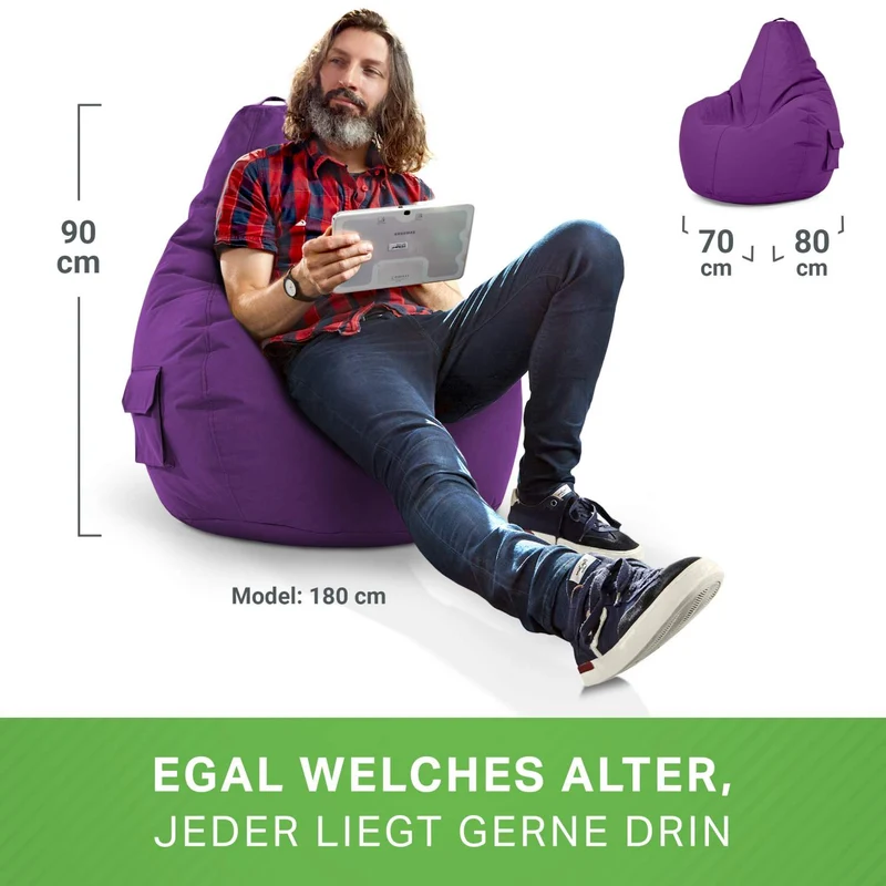 Gaming Sitzsack mit Rückenlehne & separater Tasche