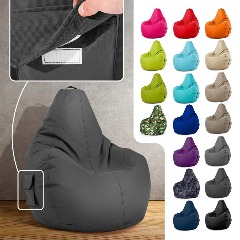 Gaming Sitzsack mit Rückenlehne & separater Tasche