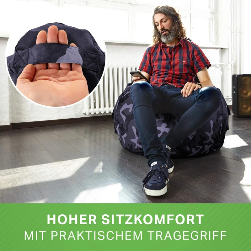 Gaming Sitzsack mit Rückenlehne & separater Tasche