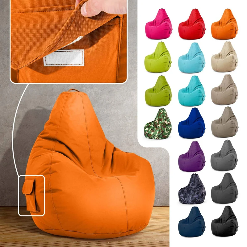 Gaming Sitzsack mit Rückenlehne & separater Tasche