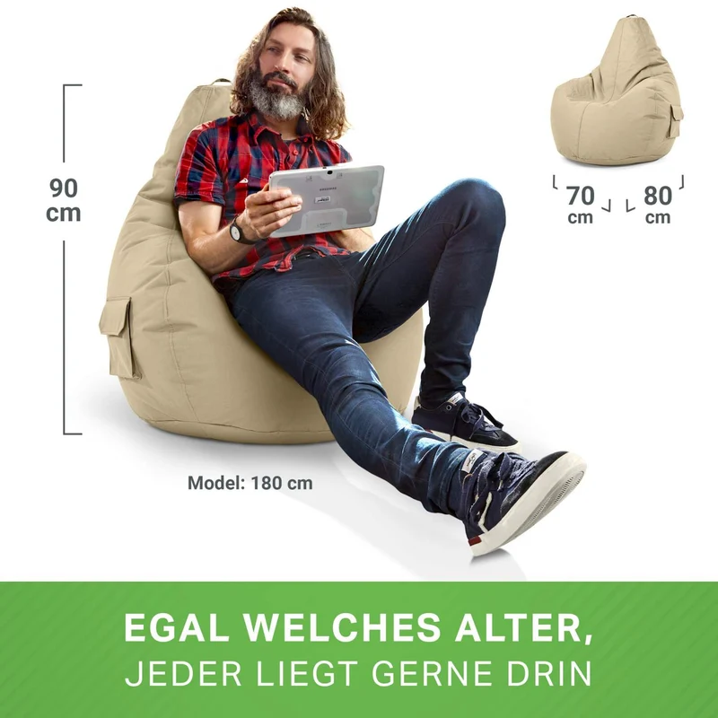 Gaming Sitzsack mit Rückenlehne & separater Tasche