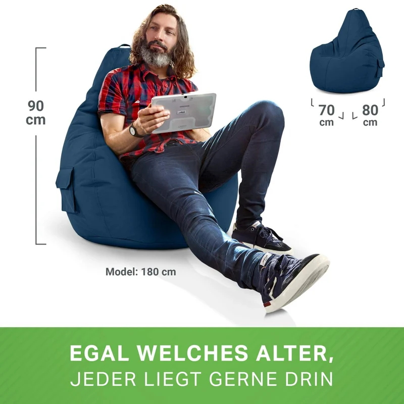 Gaming Sitzsack mit Rückenlehne & separater Tasche
