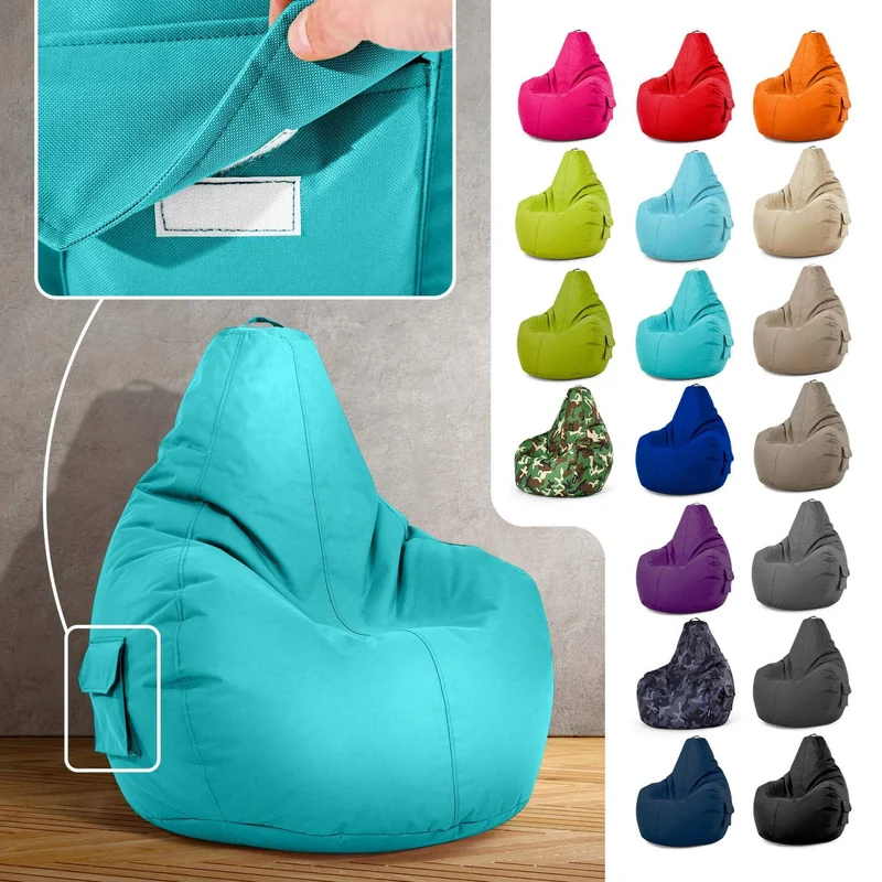 Gaming Sitzsack mit Rückenlehne & separater Tasche
