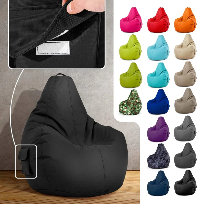 Gaming Sitzsack mit Rückenlehne & separater Tasche