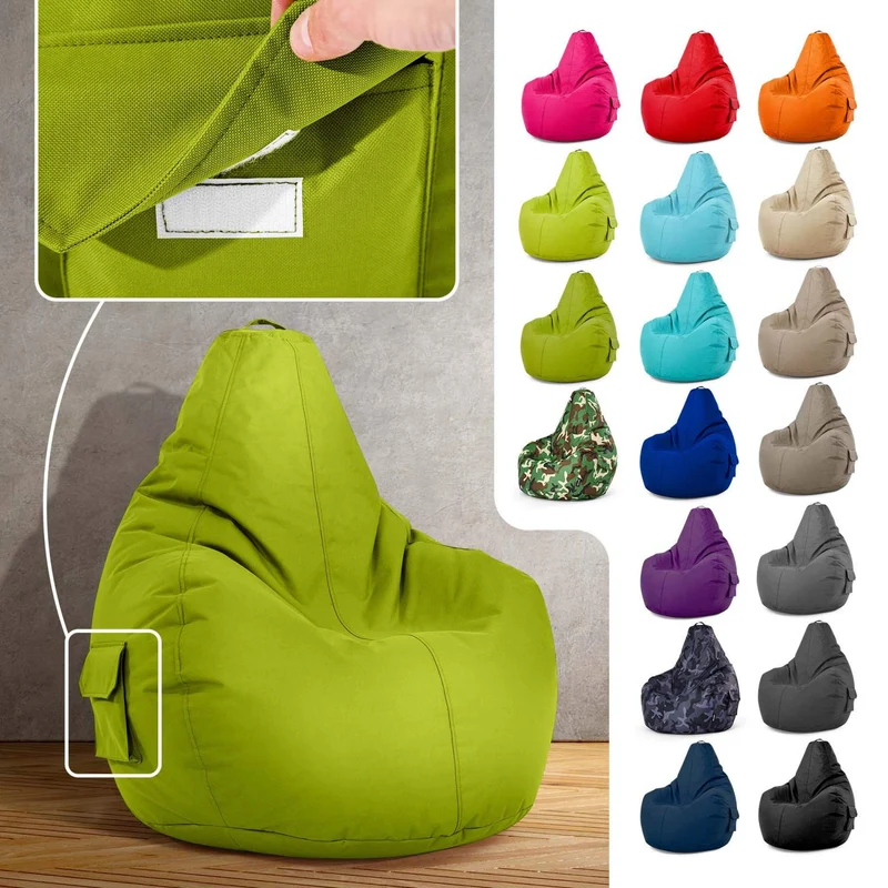 Gaming Sitzsack mit Rückenlehne & separater Tasche