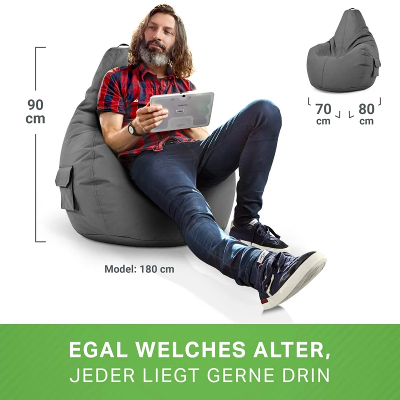 Gaming Sitzsack mit Rückenlehne & separater Tasche