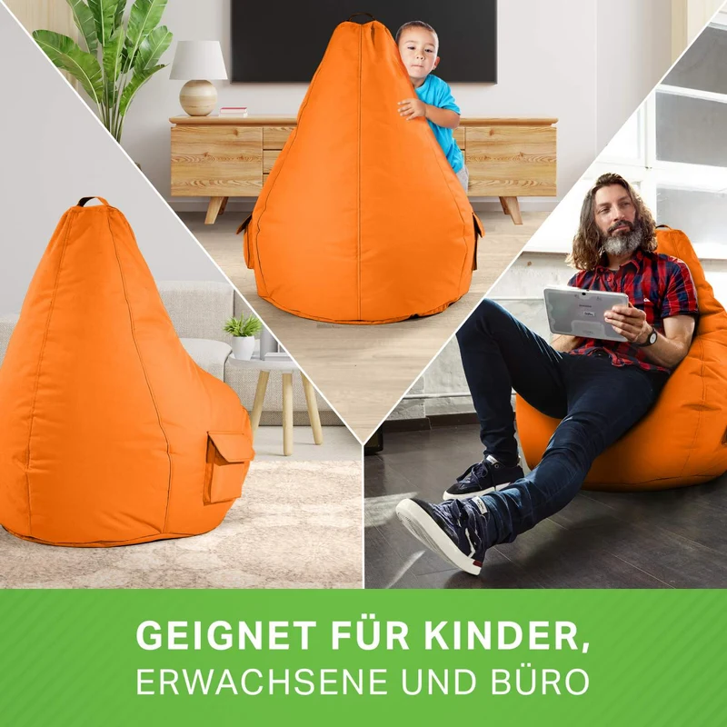 Gaming Sitzsack mit Rückenlehne & separater Tasche