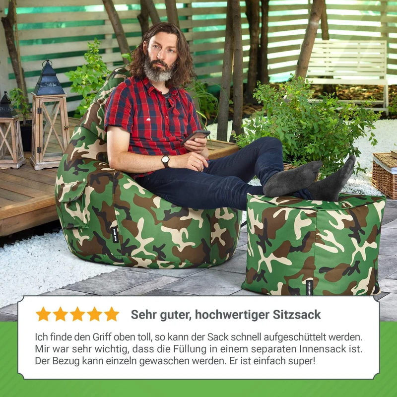 Gaming Sitzsack mit Rückenlehne & separater Tasche