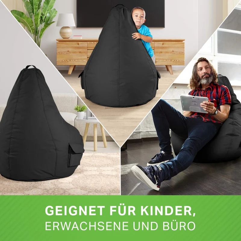 Gaming Sitzsack mit Rückenlehne & separater Tasche
