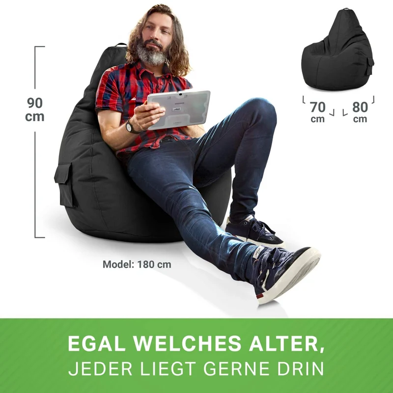Gaming Sitzsack mit Rückenlehne & separater Tasche