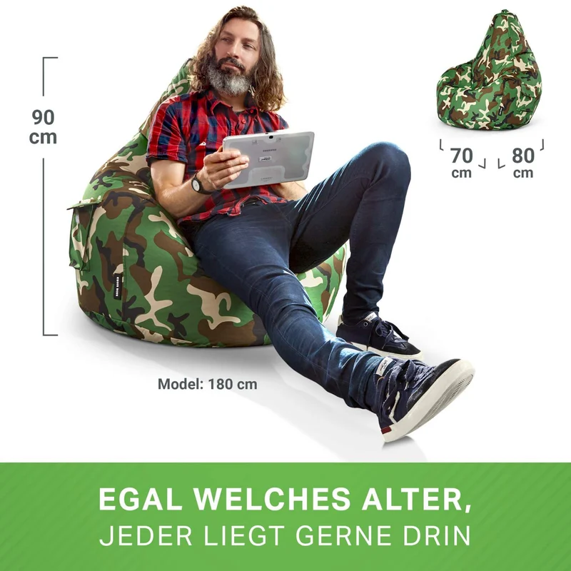 Gaming Sitzsack mit Rückenlehne & separater Tasche