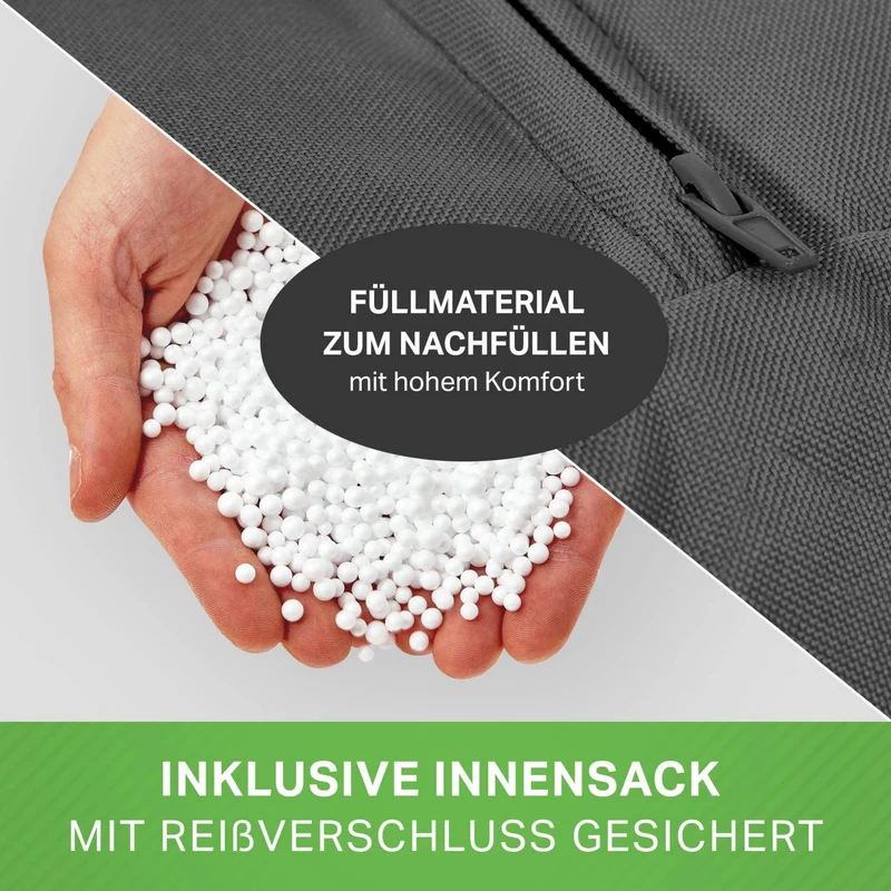 Gaming Sitzsack mit Rückenlehne, Seitentasche & Cube Sitzhocker