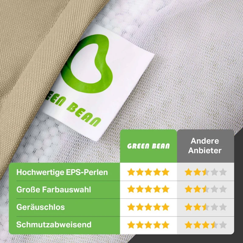 Gaming Sitzsack mit Rückenlehne, Seitentasche & Cube Sitzhocker