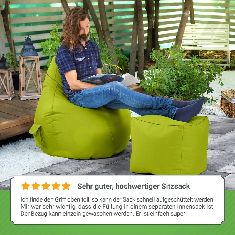 Gaming Sitzsack mit Rückenlehne, Seitentasche & Cube Sitzhocker
