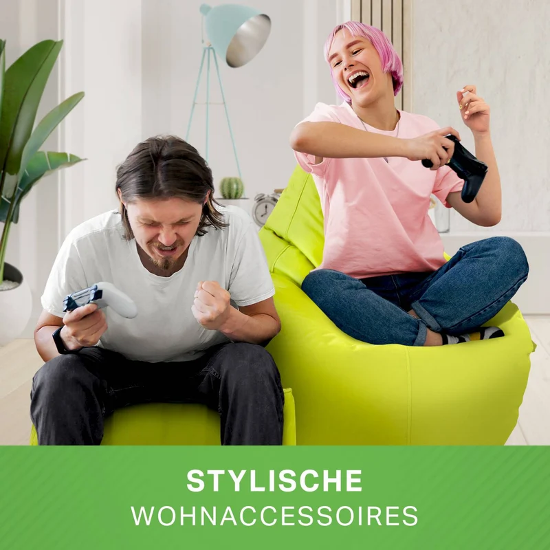 Gaming Sitzsack mit Rückenlehne, Seitentasche & Cube Sitzhocker