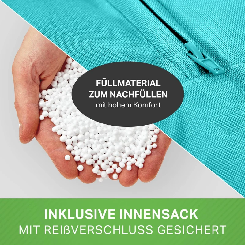 Gaming Sitzsack mit Rückenlehne, Seitentasche & Cube Sitzhocker