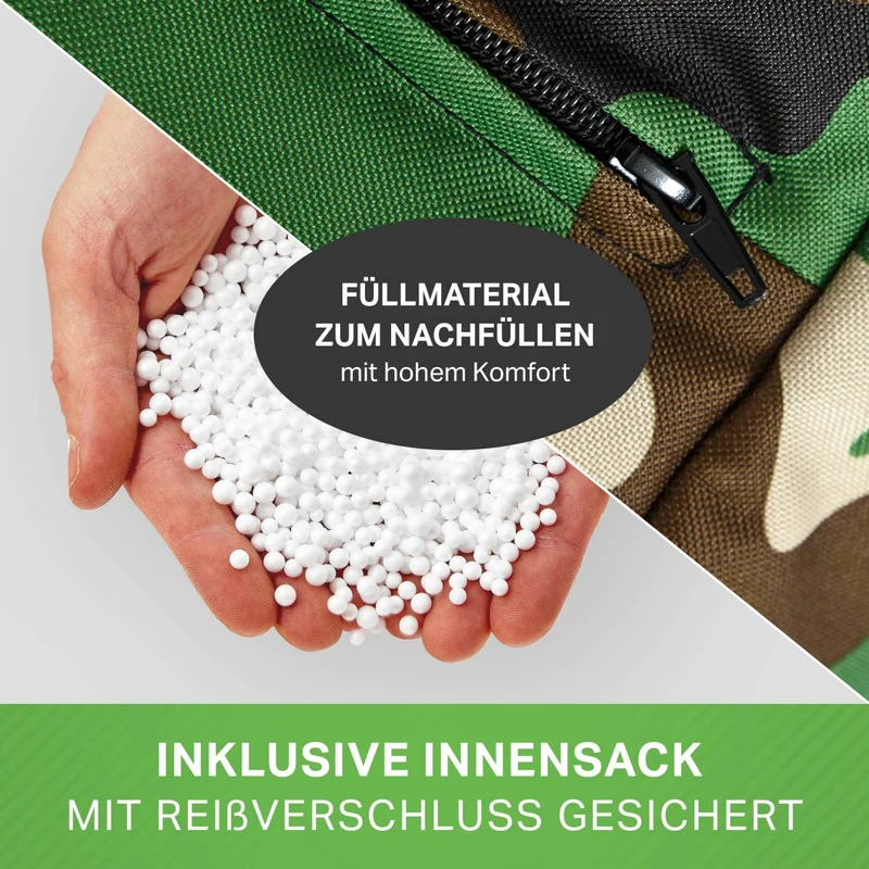 Gaming Sitzsack mit Rückenlehne, Seitentasche & Cube Sitzhocker