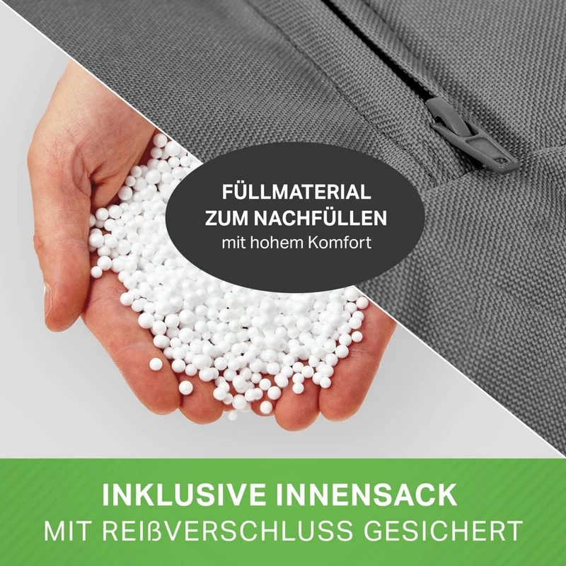 Gaming Sitzsack mit Rückenlehne, Seitentasche & Cube Sitzhocker