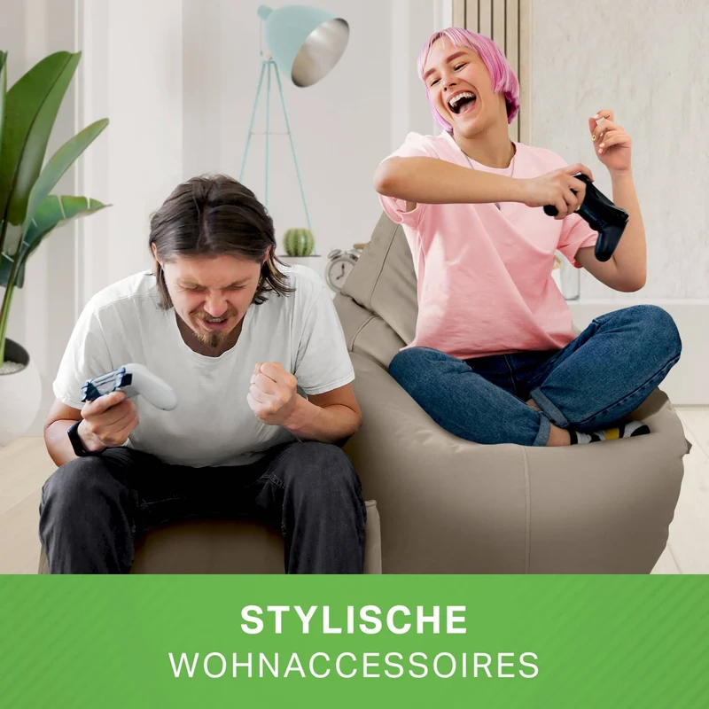Gaming Sitzsack mit Rückenlehne, Seitentasche & Cube Sitzhocker