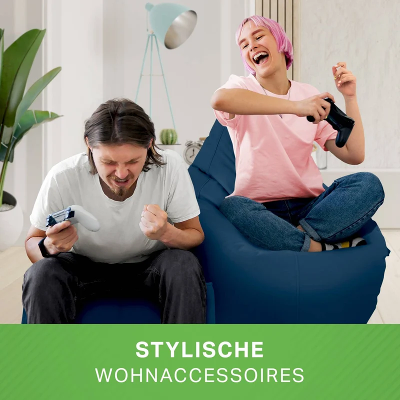 Gaming Sitzsack mit Rückenlehne, Seitentasche & Cube Sitzhocker