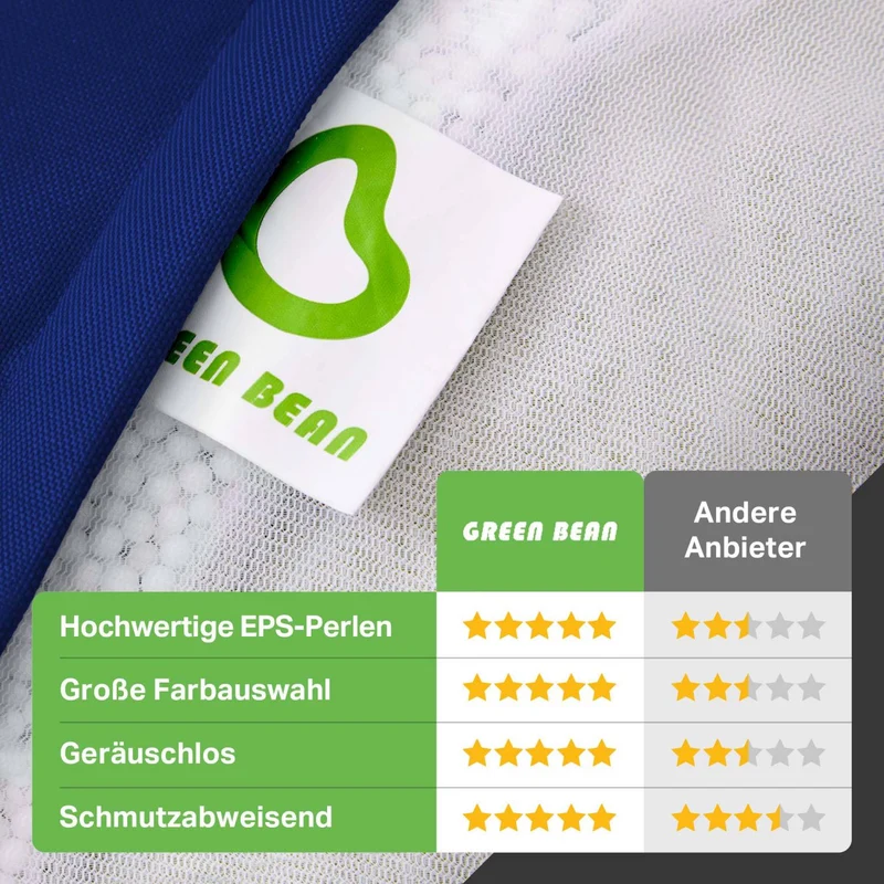 Gaming Sitzsack mit Rückenlehne, Seitentasche & Cube Sitzhocker