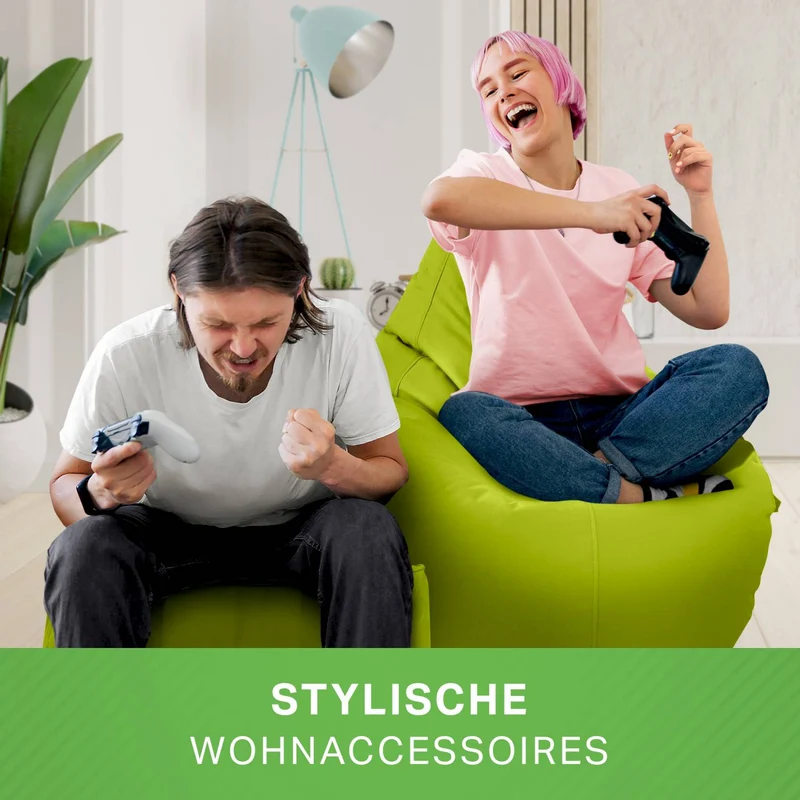 Gaming Sitzsack mit Rückenlehne, Seitentasche & Cube Sitzhocker