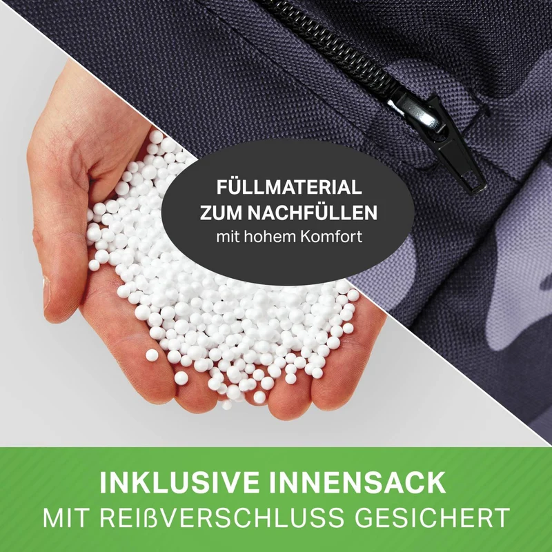 Gaming Sitzsack mit Rückenlehne, Seitentasche & Cube Sitzhocker