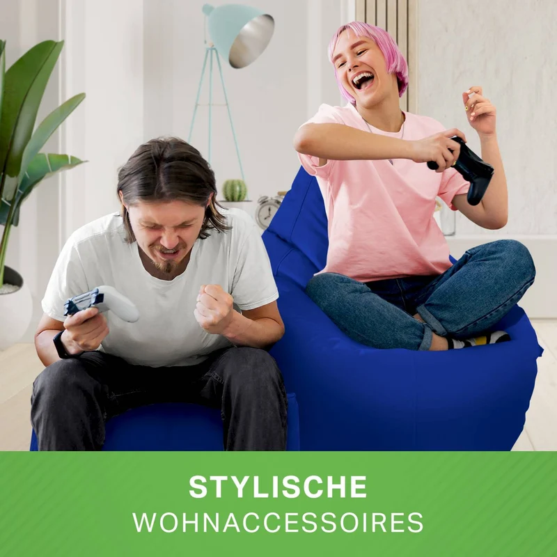 Gaming Sitzsack mit Rückenlehne, Seitentasche & Cube Sitzhocker