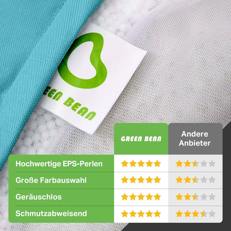 Gaming Sitzsack mit Rückenlehne, Seitentasche & Cube Sitzhocker
