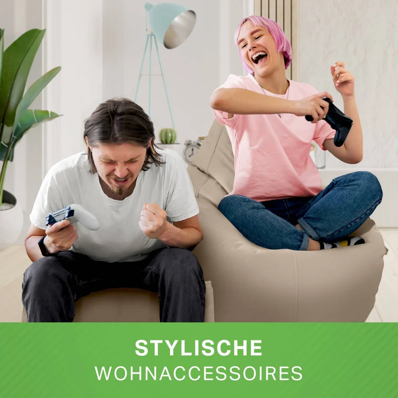 Gaming Sitzsack mit Rückenlehne, Seitentasche & Cube Sitzhocker
