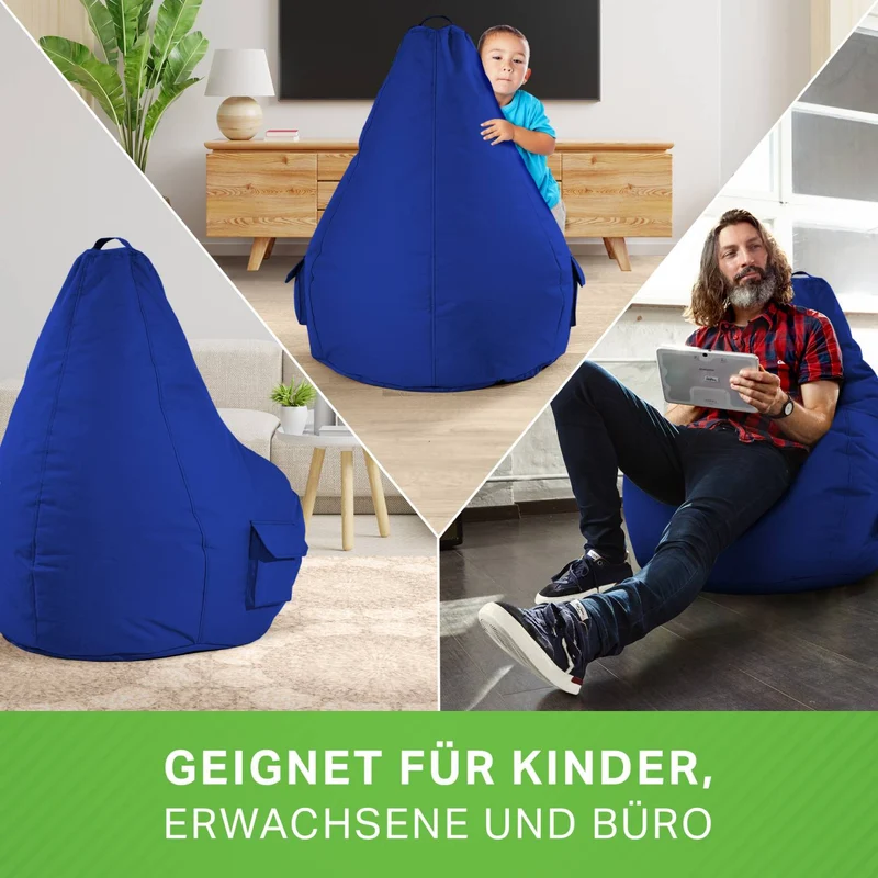 Gaming Sitzsack mit Rückenlehne, Seitentasche & Cube Sitzhocker