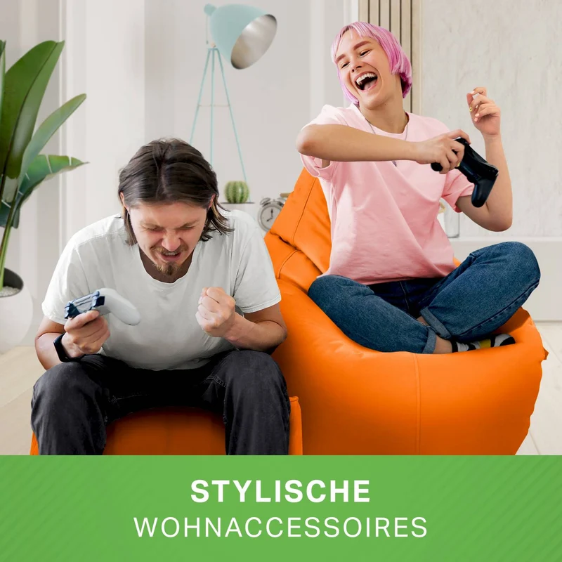 Gaming Sitzsack mit Rückenlehne, Seitentasche & Cube Sitzhocker