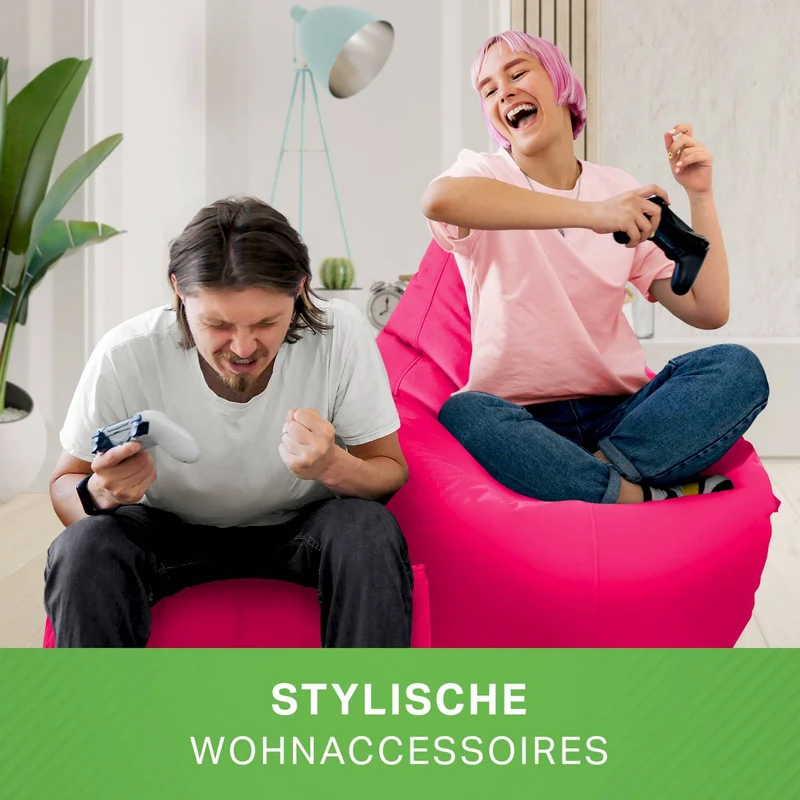 Gaming Sitzsack mit Rückenlehne, Seitentasche & Cube Sitzhocker
