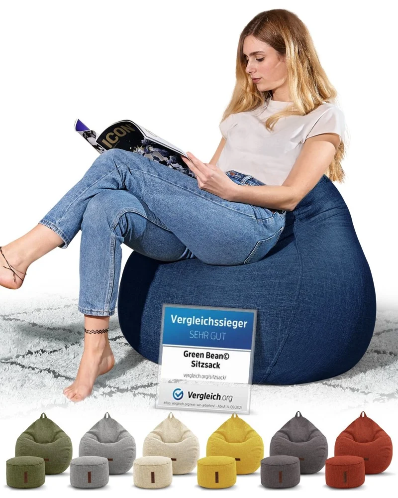 Homeline Sitzsack in Leinen-Optik mit Sitzhocker