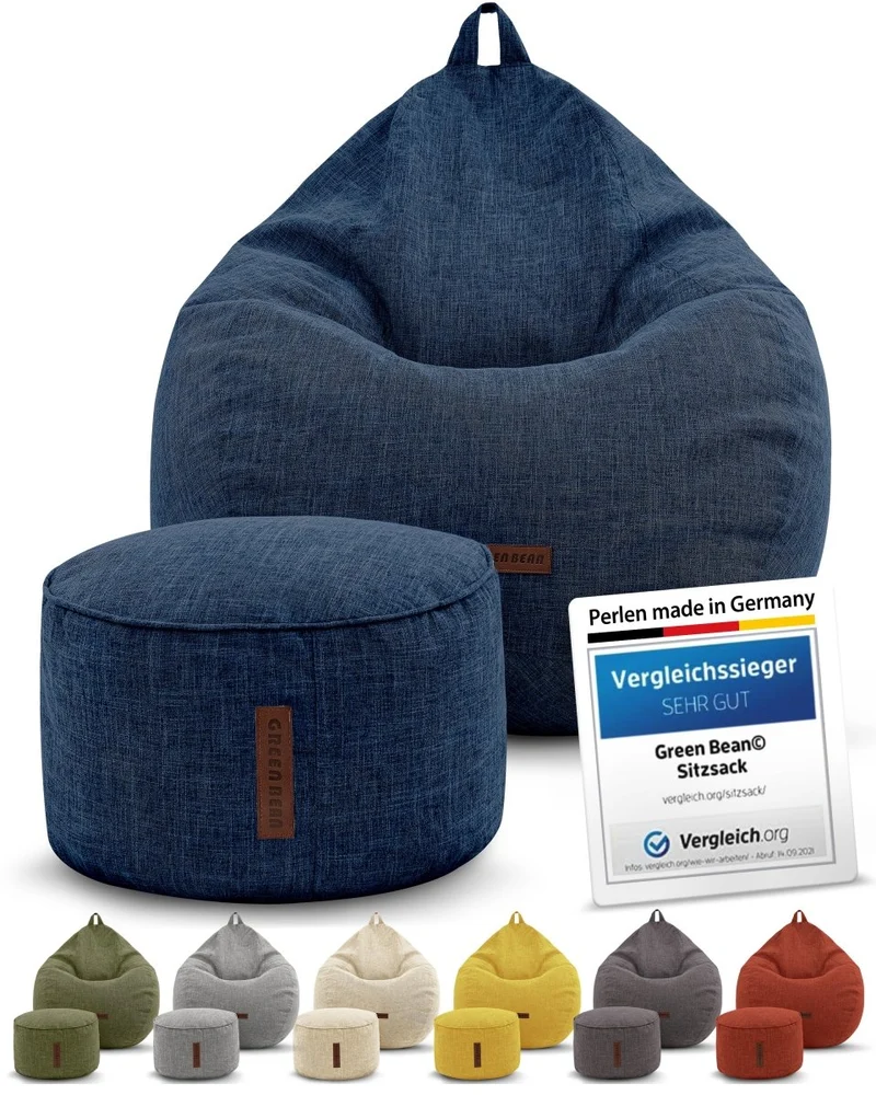 Homeline Sitzsack in Leinen-Optik mit Sitzhocker