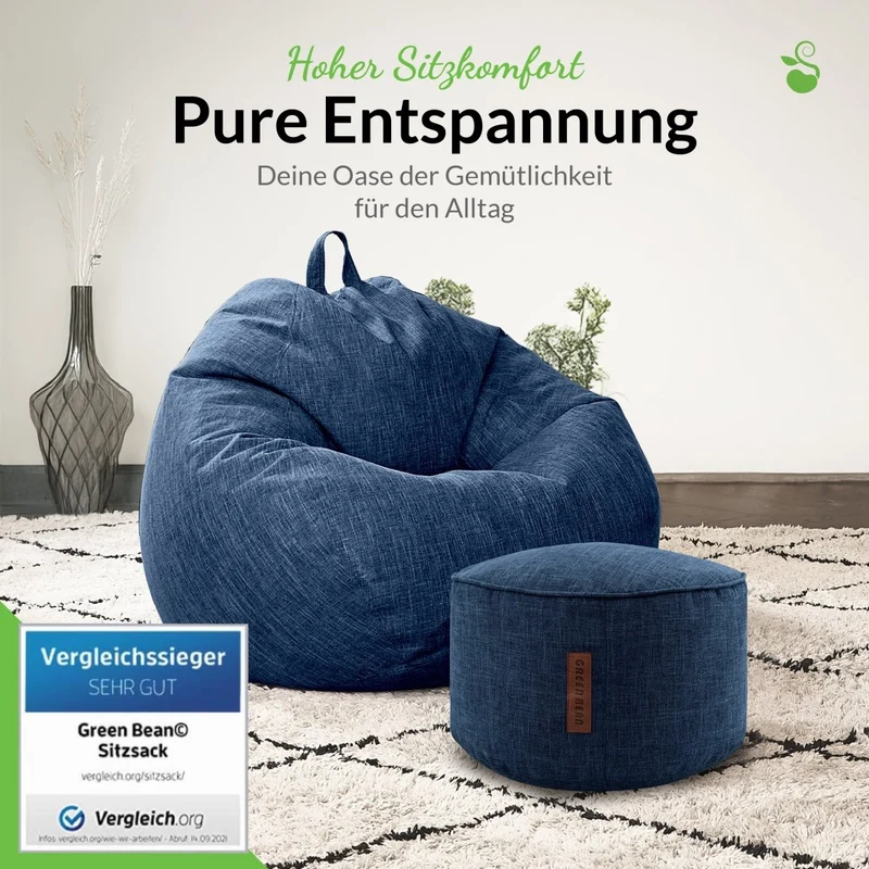 Homeline Sitzsack in Leinen-Optik mit Sitzhocker