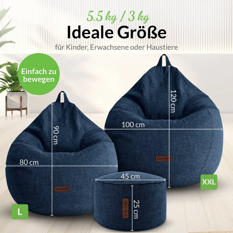 Homeline Sitzsack in Leinen-Optik mit Sitzhocker