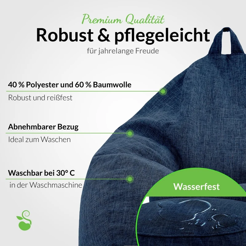 Homeline Sitzsack in Leinen-Optik mit Sitzhocker